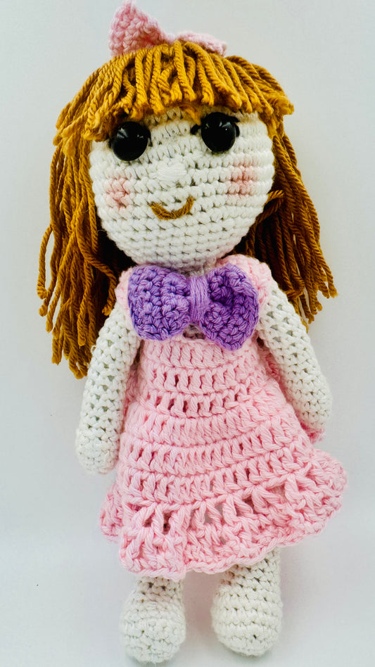 Handmade Crochet Doll – Pink & White
