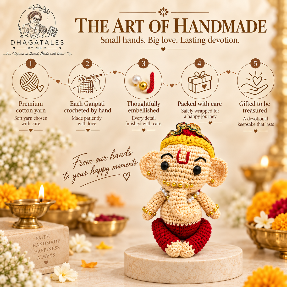 Handmade Crochet Ganesh Ji