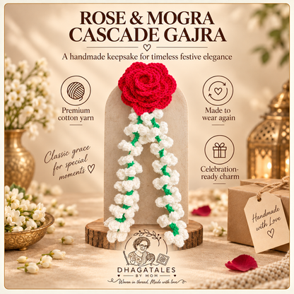 Rose & Mogra Cascade Gajra – Classic
