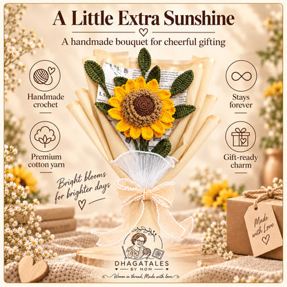 Handmade crochet sunflower gift feature graphic