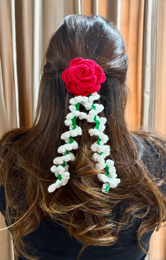 Rose & Mogra Cascade Gajra – Classic