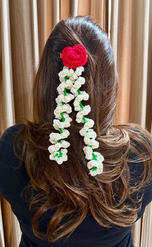 Rose & Mogra Cascade Gajra – Mini