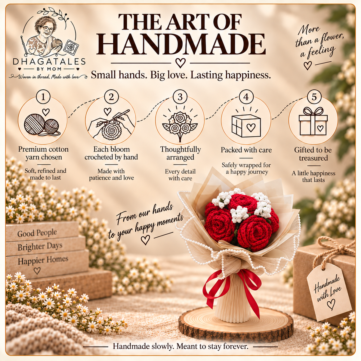 Forever Yours Crimson Elegance Bouquet handmade process journey