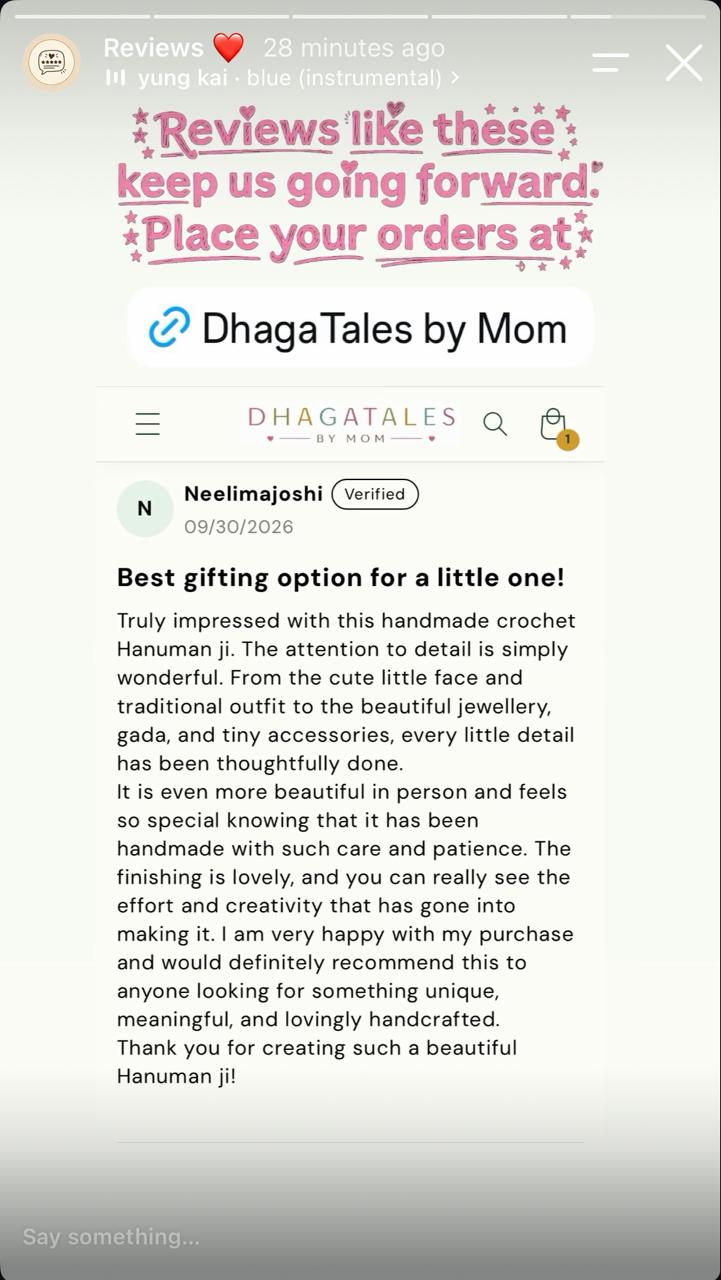 Review by Neelimajoshi titled Best gifting option for a little one, praising the handmade Hanuman ji